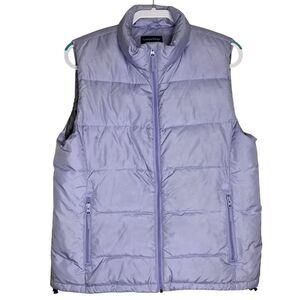 Lands End Down Puffer Vest Womens M 10-12 Purple Zip Pockets Gorpcore Outdoor